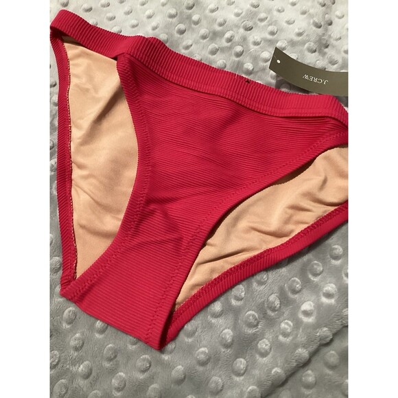 J. Crew Dark Pink Textured Ribbed Bikini Swim Bottom S - Picture 2 of 6